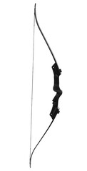 Black bow on white background. Archery sports equipment