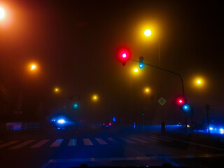Traffic lights at night