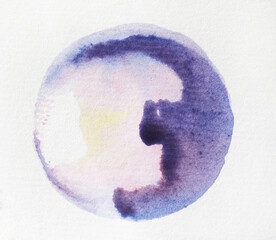 purple and pink water colour painted circle on white paper background
