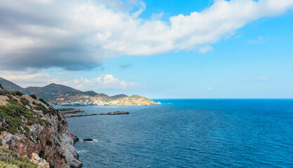 Beautiful landscape of Crete, sea and mountain.