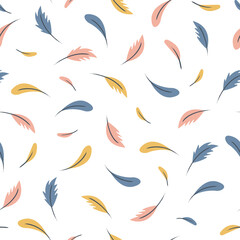 Fototapeta na wymiar Seamless Pattern Colorful Bird Feathers Design Vector Illustration