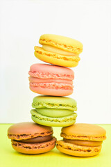 Colorful, sweet, traditional macarons from France.