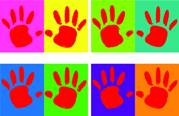 Fototapeta premium vector kids hand pint set design