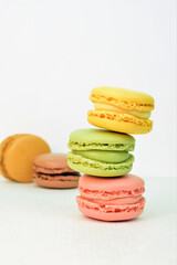 Colorful macaroons isolated on white background