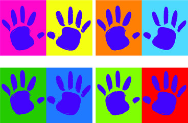 vector kids hand pint set design