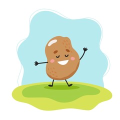 Potato cute character, vector illustration for kids in cartoon style