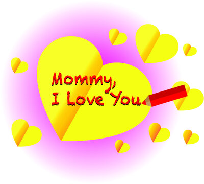 Vector Paper Heart Shape With Mommy I Love You