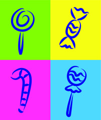 vector sweet candy design set icon