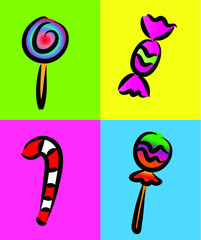 vector sweet candy design set icon