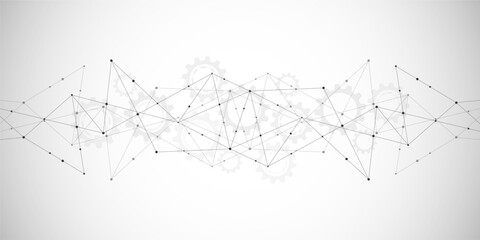 Abstract polygonal background with connecting dots and lines. Global network connection, digital technology and communication concept