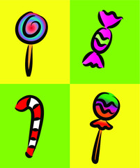 vector sweet candy design set icon