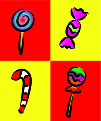 vector sweet candy design set icon