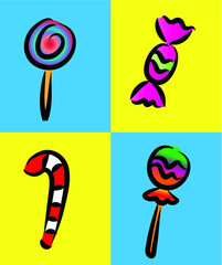 vector sweet candy design set icon