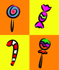 vector sweet candy design set icon
