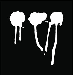 Hand Drawn Set of black paint drop. Black and white Abstract Brush Background. Grunge Vector Illustration