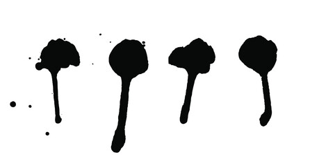 Hand Drawn Set of black paint drop. Black and white Abstract Brush Background. Grunge Vector Illustration