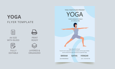 Yoga Flyer Layouts with Photo Placeholders. Retro flat design vector. Vector ILLUSTRATION. Yoga Flyer.