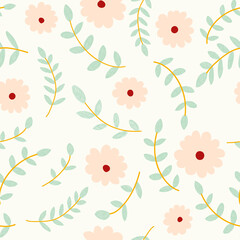 Cute stylized flowers seamless pattern. Decorative floral seamless texture in hand-drawn style. Summer natural illustration for fabric print design.
