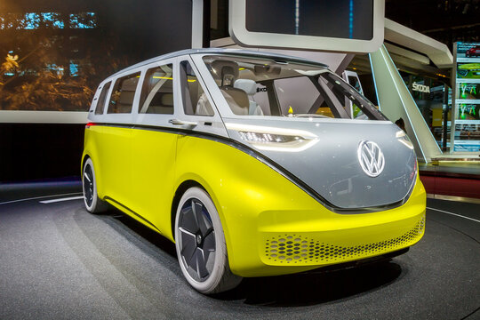 Geneva, Switzerland &mdash; March 8, 2018: New futuristic looking car concept during presentation on motor show.