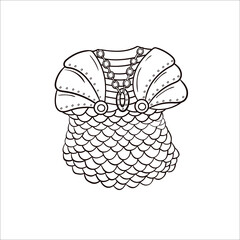 Viking chain mail. Medieval scribbles. Vector hand-drawn clip art in the Scandinavian style on a white background.
