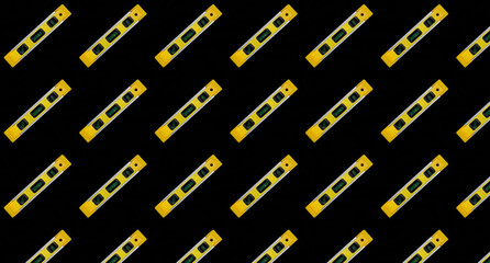 Building level seamless pattern isolated on black background. Collection of industrial seamless patterns