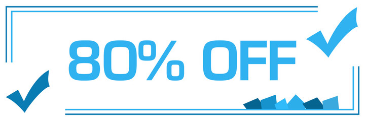 Discount Eighty Percent Off Blue Borders Tick Marks Corner Horizontal 