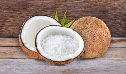 Coconut on a wooden background
