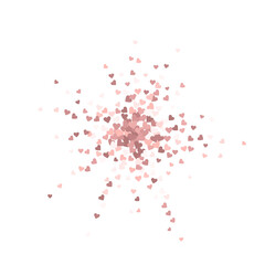 Pink heart love confettis. Valentine's day explosi