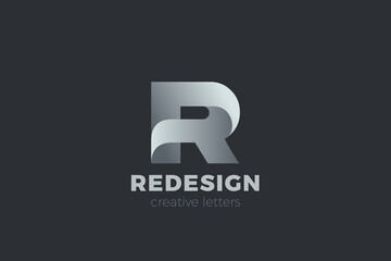 Letter R Logo design Corporate Business Technology Media vector template Ribbon style.