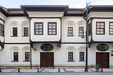 Fototapeta na wymiar Beskonaklar Street view in Malatya City. Beskonaklar houses are old Ottoman Houses in Malatya City.