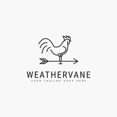 Fototapeta na wymiar Line art rooster weather vane minimalist logo vector illustration design