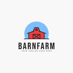Line art barn colorful minimalist logo vector illustration design