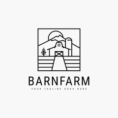 Line art barn minimalist logo vector template illustration design