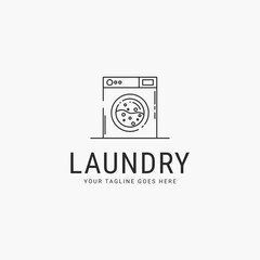Line art washing machine logo vector illustration design