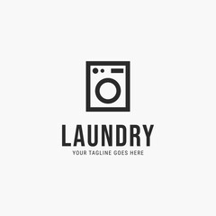 Line art washing machine minimalist logo vector illustration design
