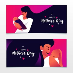 Happy mothers day celebration banner collection