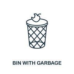 Bin With Garbage icon. Simple illustration from recycling collection. Creative Bin With Garbage icon for web design, templates, infographics and more