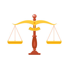 Scales of justice. Flat illustration of scales - law balance symbol. Icon isolated on a white background. Vector 10 EPS.