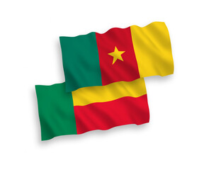 Flags of Cameroon and Benin on a white background