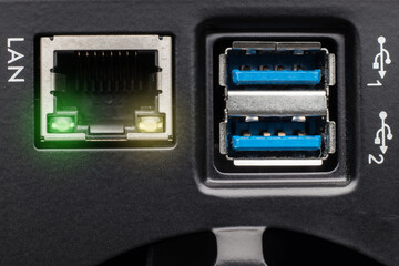 Interface with two USB 3.0 and LAN port