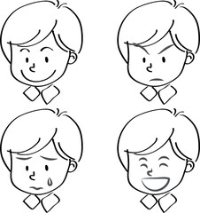 vector cartoon boy face emoji sticker set