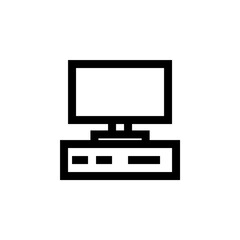 Computer or PC icon with line style and perfect pixel icon