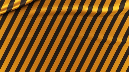 Black silk with golden stripes pattern. Beautifully laid fabric. Elegant fabric horizontal background. High resolution.