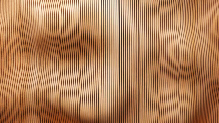Parametric wood background. Future building design. Abstract wave wooden wall. Modern architecture. 3d rendering illustration. High resolution. Vertical stripes.