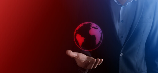 Businessman hand holding e-mail icon, Contact us by newsletter email and protect your personal information from spam mail. Customer service call center contact us concept