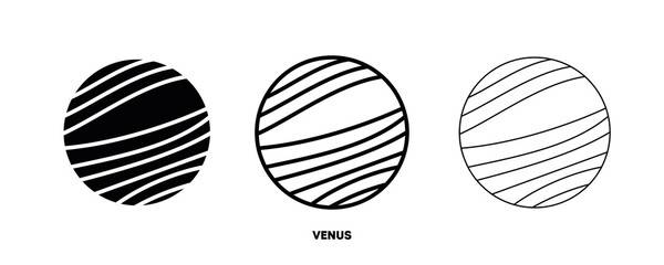 Venus planet icon vector. Simple planet Venus sign in modern design style and logo art for website and mobile app. Editable drawing and silhouette in one.