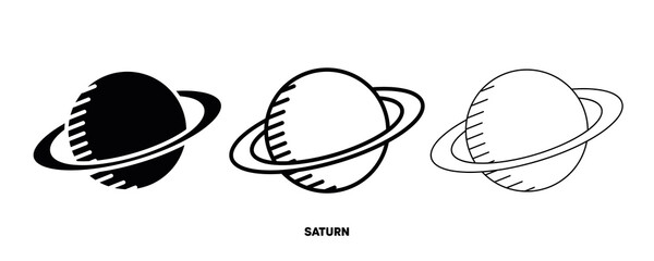 Fototapeta premium Saturn planet icon vector. Simple planet Saturn sign in modern design style and logo art for website and mobile app. Editable drawing and silhouette in one.