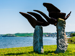 Erik Heides sculpture, 'Wings'. It stands proud by the sea just outside Kolding, Denmark, and has a...