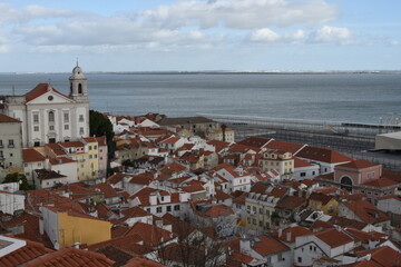 Miradouro de Santa Luzia Lisboa Portugal panorama - obrazy, fototapety, plakaty