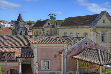 Old city center and Clock tower, Igreja de Nossa Senhora do Populo, Church of Our Lady of the Populace, Caldas da Rainha, Estremadura, Portugal